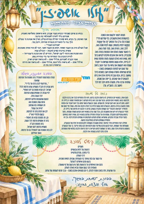 דף הלימוד 'עלו אושפיזין' של אברהם אבינו
